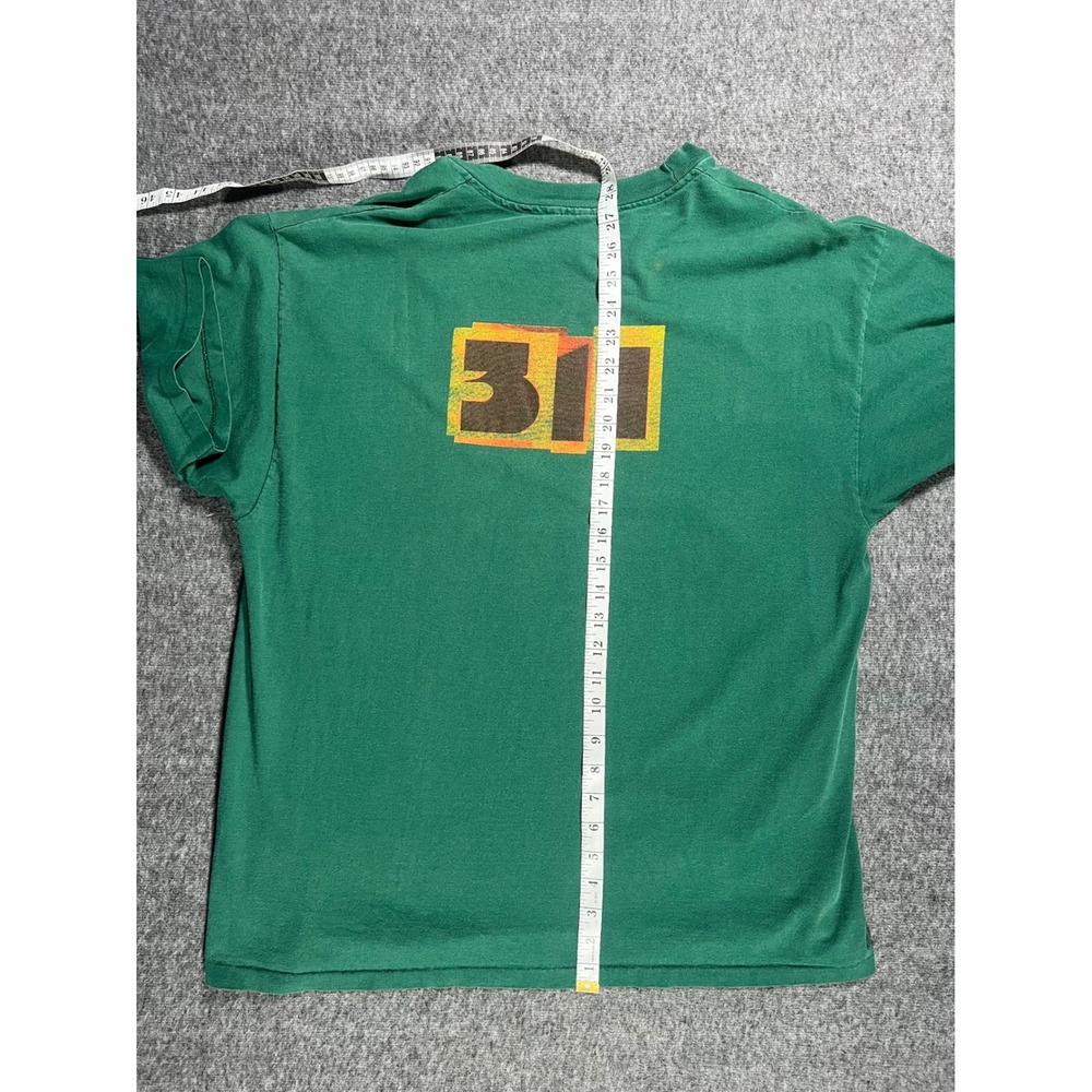 Vintage 90s 311 Sunflower Band T-Shirt XL Green Hanes Heavyweight Made in USA - Picture 7 of 8